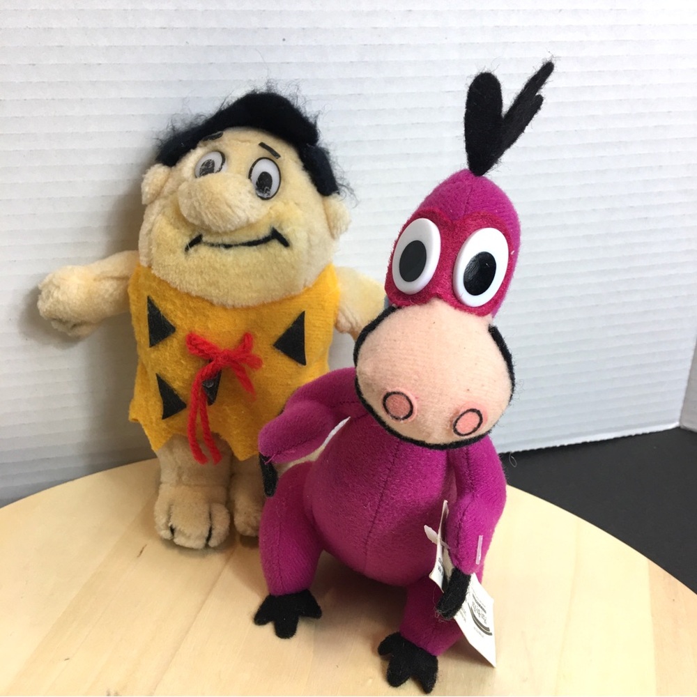 Vintage Fred Flintstone & Dino Banco Cartoon Network Plush Dolls 7”